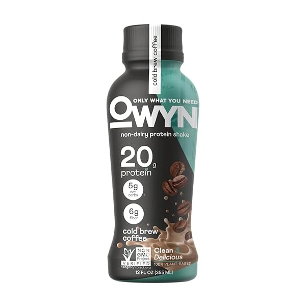 OWYN – 100% VEGAN PLANT-BASED PROTEIN SHAKES | COLD BREW COFFEE, 12 FL OZ | DAIRY-FREE, GLUTEN-FREE, SOY-FREE, TREE NUT-FREE, EGG-FREE, ALLERGY-FREE, VEGETARIAN, 1 COUNT
