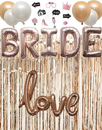 Rose Gold Bachelorette Party Supplies: Bridal Shower Decorations Kit with Photo Booth Props Wedding Shower Decorations : Batchlorette Party Supplies