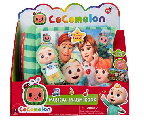 libro de peluche cocomelon nursery rhyme singing time, con el personaje de peluche de jj atado, para las aventuras musicales diarias de jj - libros para bebés y niños pequeños