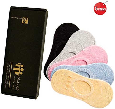 Womens Socks 5 Pack with Gift Box - No Show Low Cut Athletic Cotton Socks by Diggold