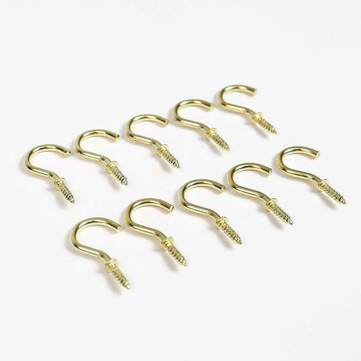 Merriway BH01116 (15 Pcs) EB Brass Plated Shouldered Cup Mug Hooks, 32 mm (1.1/4 inch) - Pack of 15 Pieces