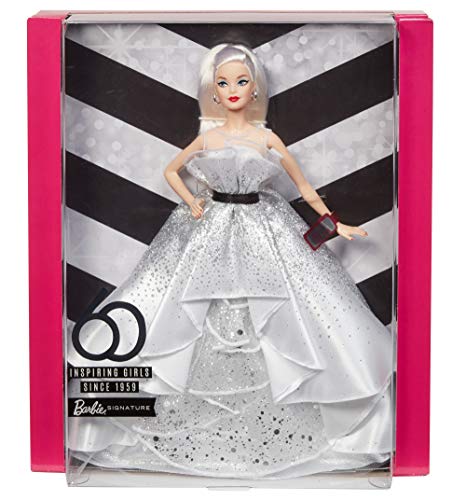 Barbie FXD88 Sammlerpuppe zum 60. Jubiläum, ca. 30 cm groß, blond, mit einem Kleid und einem Armband, die einem Diamanten nachempfunden sind – Bild 7