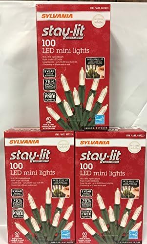 Sylvania Stay-Lit Platinum LED Indoor/Outdoor Christmas String Lights (Various Colors &amp; Sizes) (300ct mini lights, Warm White)