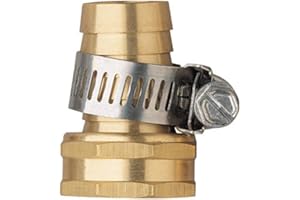 2 Pack Brass 5/8 Inch Female Thread Garden Hose Repair Mender with Clamps