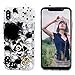 Mavis's Diary iPhone X Case, iPhone Xs Case, Full Edge Protective Case, 3D Handmade Crystal Clear Bling Diamonds Camellia Flower Bow Gold Crown Hairball Black and White Shiny Rhinestone Hard PC Cover
