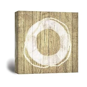 Wooden Background Lifebuoy Line Drawing for Living Room