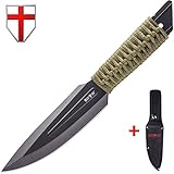 Grand Way Tactical Survival Throwing Knife - Stainless Steel Sharp Black Blade - Thrower Sheath - Everyday Sports, Fighting Rescue - Self-Defense Camping 15715