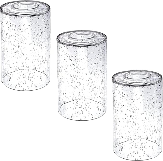 Photo 1 of 3 Pack Seeded Glass Lamp Shade Replacements, 5.9in Height, 3.9in Diameter, 1.7in Fitter, Cylinder Bubble Glass Shade Covers, Seeded Glass Replacement for Pendant Lights Chandeliers Wall Sconces