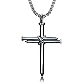 MEIDERBO Three Nail Cross Necklace 925 Sterling Silver 3 Nail Cross Pendant Christian Jewelry Gifts for Men 22+2"
