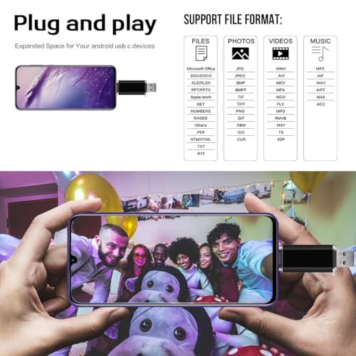 2-Pack 128GB USB C Flash Drive Dual Flash Drive Type C + USB A Memory Stick Jump Drive 2-in-1 Thumb Drive for Storage and Backup (128GB*2 Black&Blue)