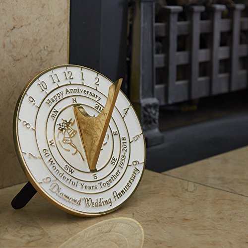 The Metal Foundry 60th Diamond Wedding Anniversary 2018 Sundial Gift Idea is A Great Present for Him, for Her Or for A Couple to Celebrate 60 Years of Marriage