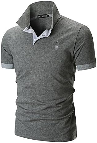 YCUEUSTMens Polo Shirts Summer Short Sleeve Contrast Placket T-Shirt