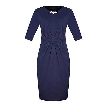 Yieks Damen Etuikleid in Wickel-Optik mit Kettenschmuck