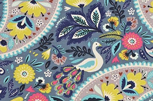 Hemmers JERSEY FABRIC - FRENCH TERRY - Paisley Swans Blue - French Terry/Jersey Fabric - HEMTER03-95% Premium Cotton 5% Spandex Stretch French Terry Fabric