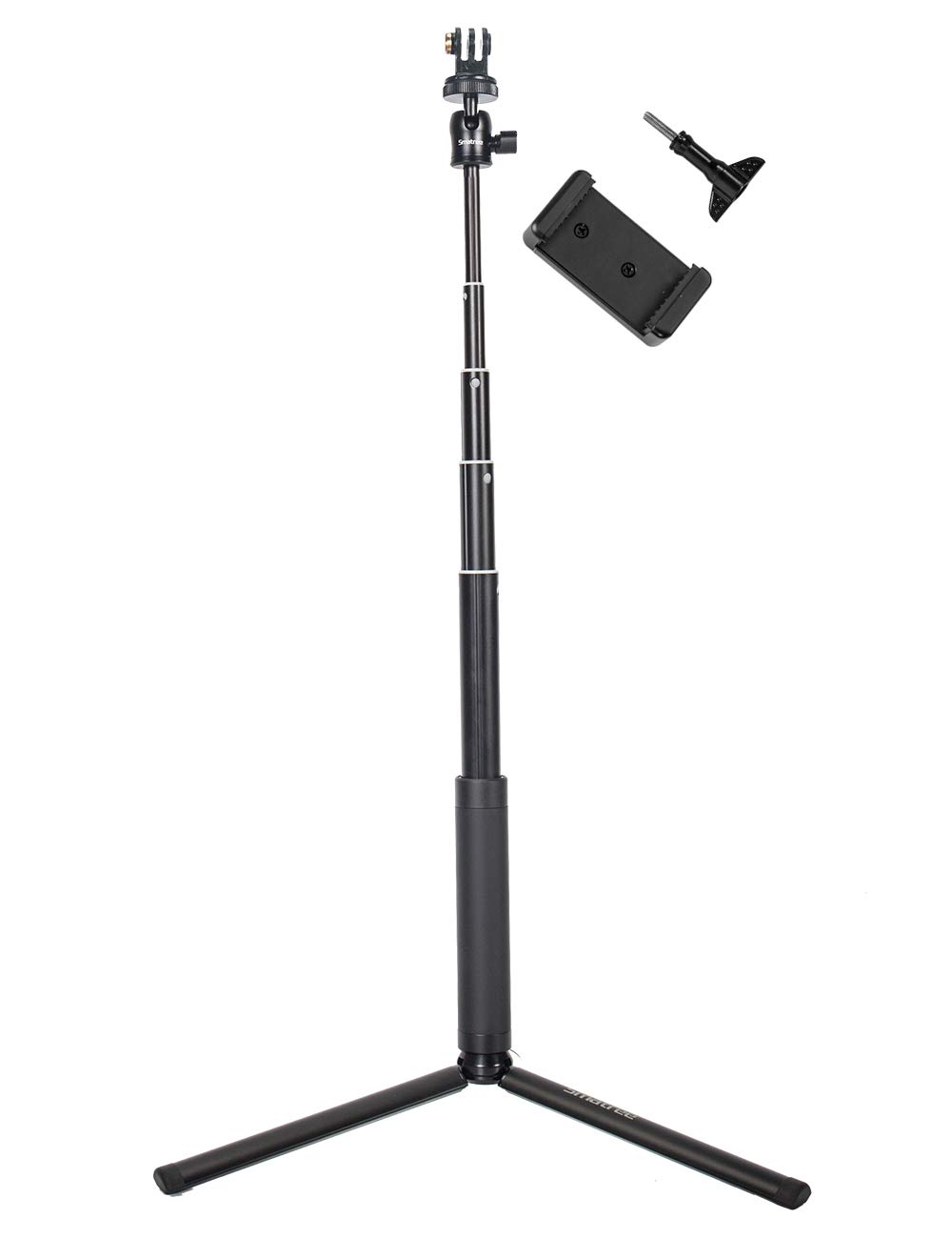Smatree Extendable Handheld Selfie Stick for RICOH, GoPro Hero 2018/7/6/5/4/3, GoPro Fusion, 1/4 Screw Hole, DJI OSMO Action with Adjustable Tripod