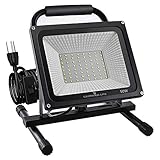 GLORIOUS-LITE 50W LED Work Light Stand, 5000LM Super Bright Flood Work Light, 16ft/5M Cord with Plug, IP66 Waterproof Flood Lights, 6500K, Adjustable Angle Working Lights for Workshop, Garage