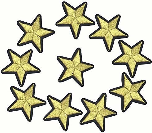 Wicemoon 10 Pcs Embroidered Five-Pointed Star Gold Embroidery Delicate Five-Pointed Star Cloth Patch Cloth Handmade Diy Patch Decorative Stickers