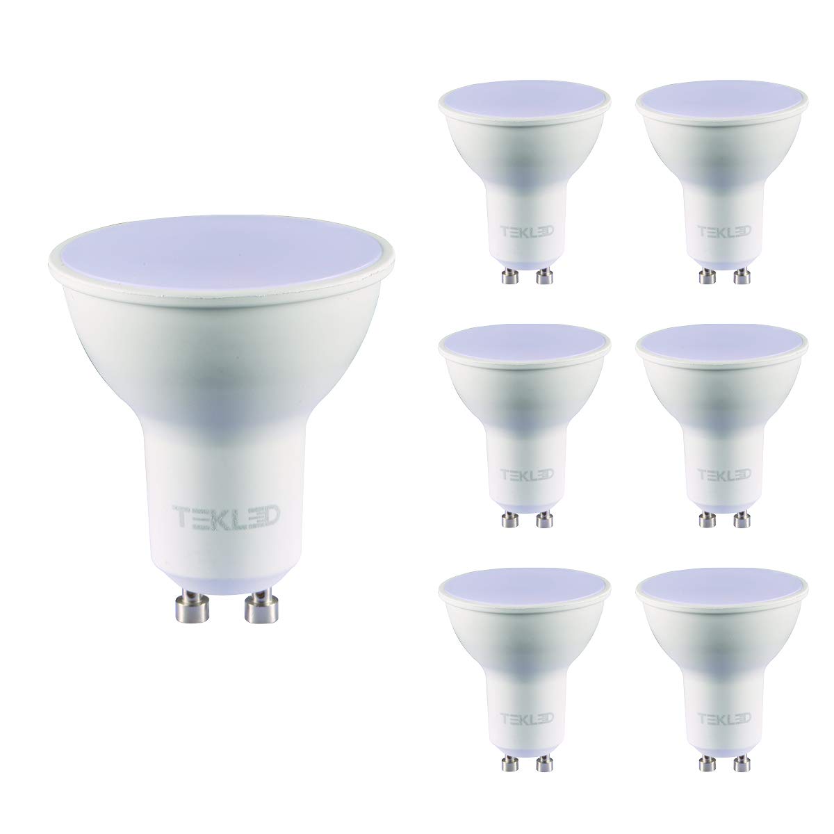 TEKLED® GU10 DIMMABLE Spotlight LED Bulbs | Energy Saving 7W Light Bulb 50W Halogen Spotlight Equivalent | 120° Wide Beam Angle MR16 3000K 560LM | 6-Pack | Warm White