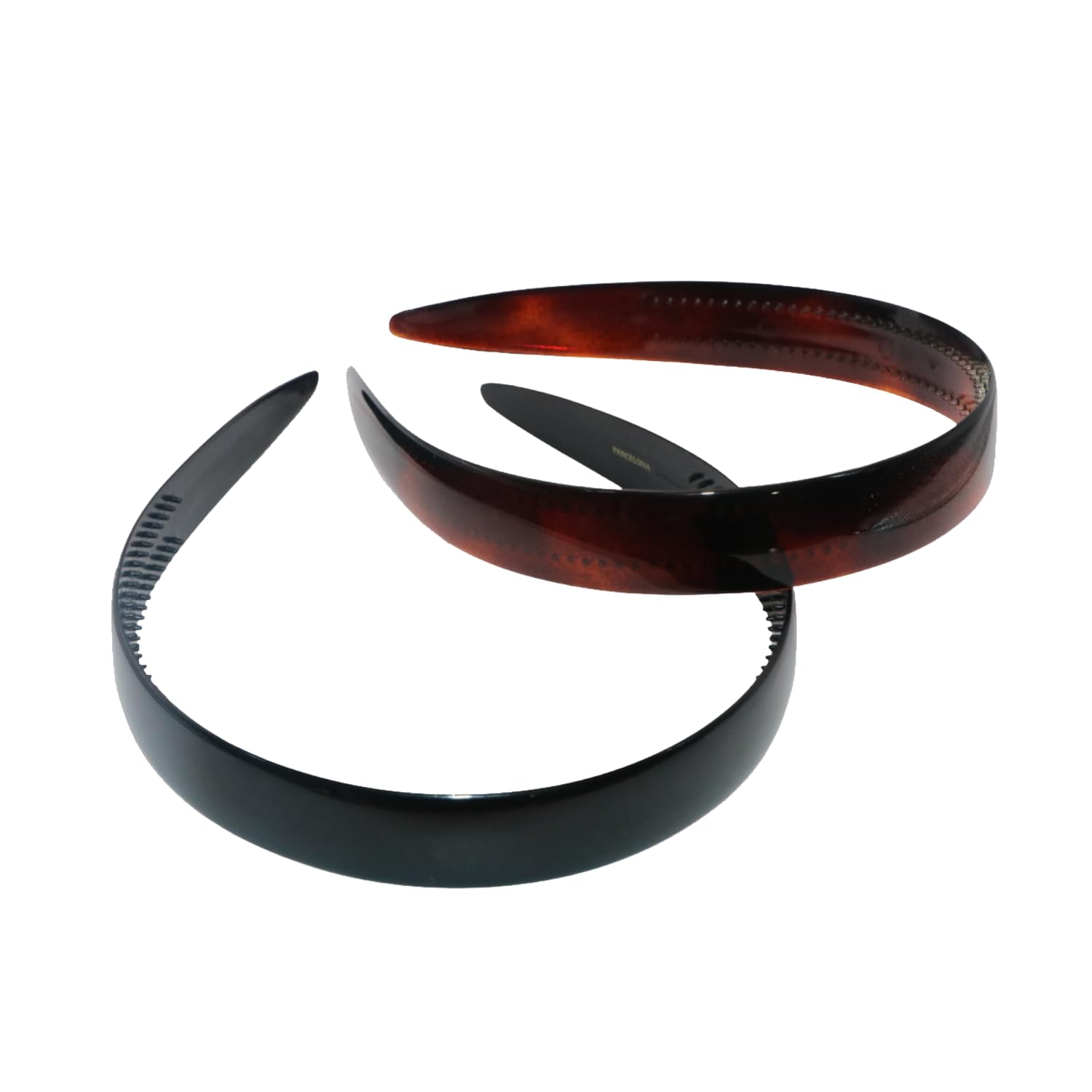 Photo 1 of Parcelona French Wide 3/4" Shell Brown and Black Celluloid Set of 2 Headbands for Women