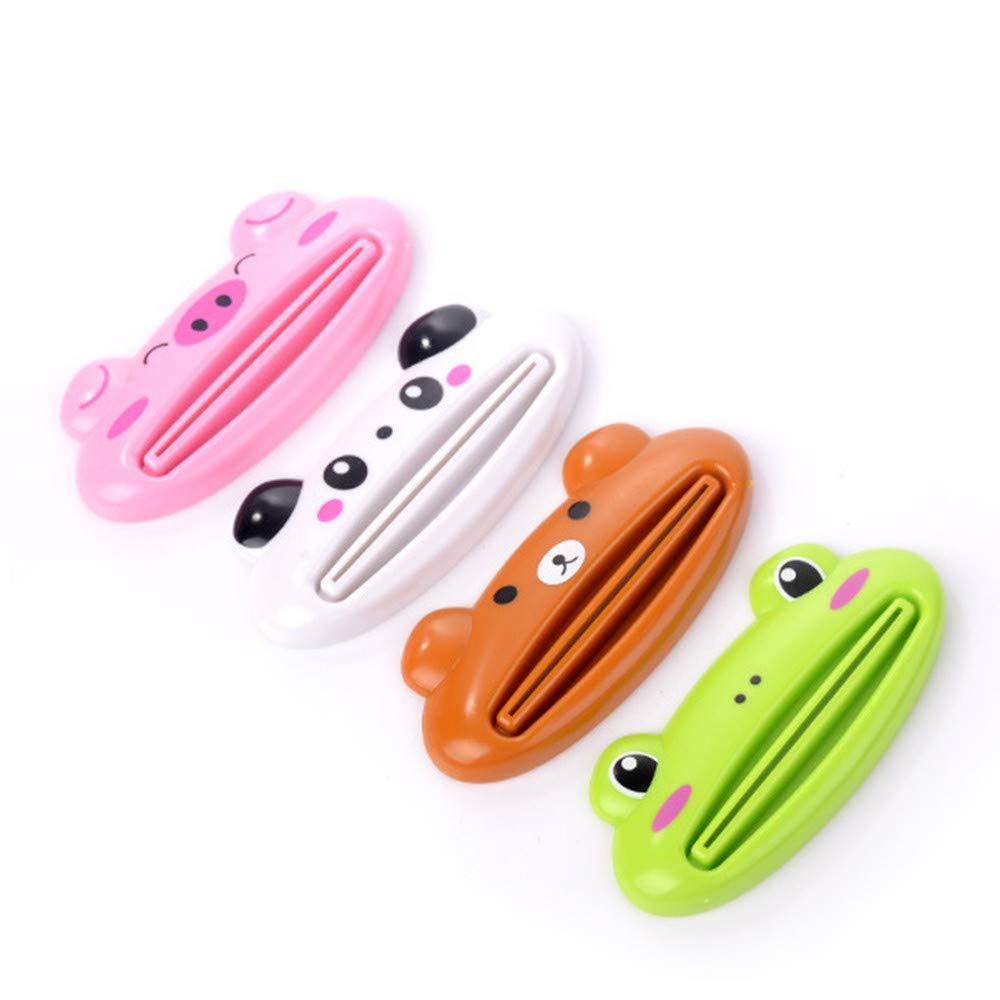 4pcs Toothpaste Dispenser Kids Children Tools Animal Tooth Paste Tube Squeezer Toothpaste Rolling Holder Home Bathroom Supplies,Mixed Hair