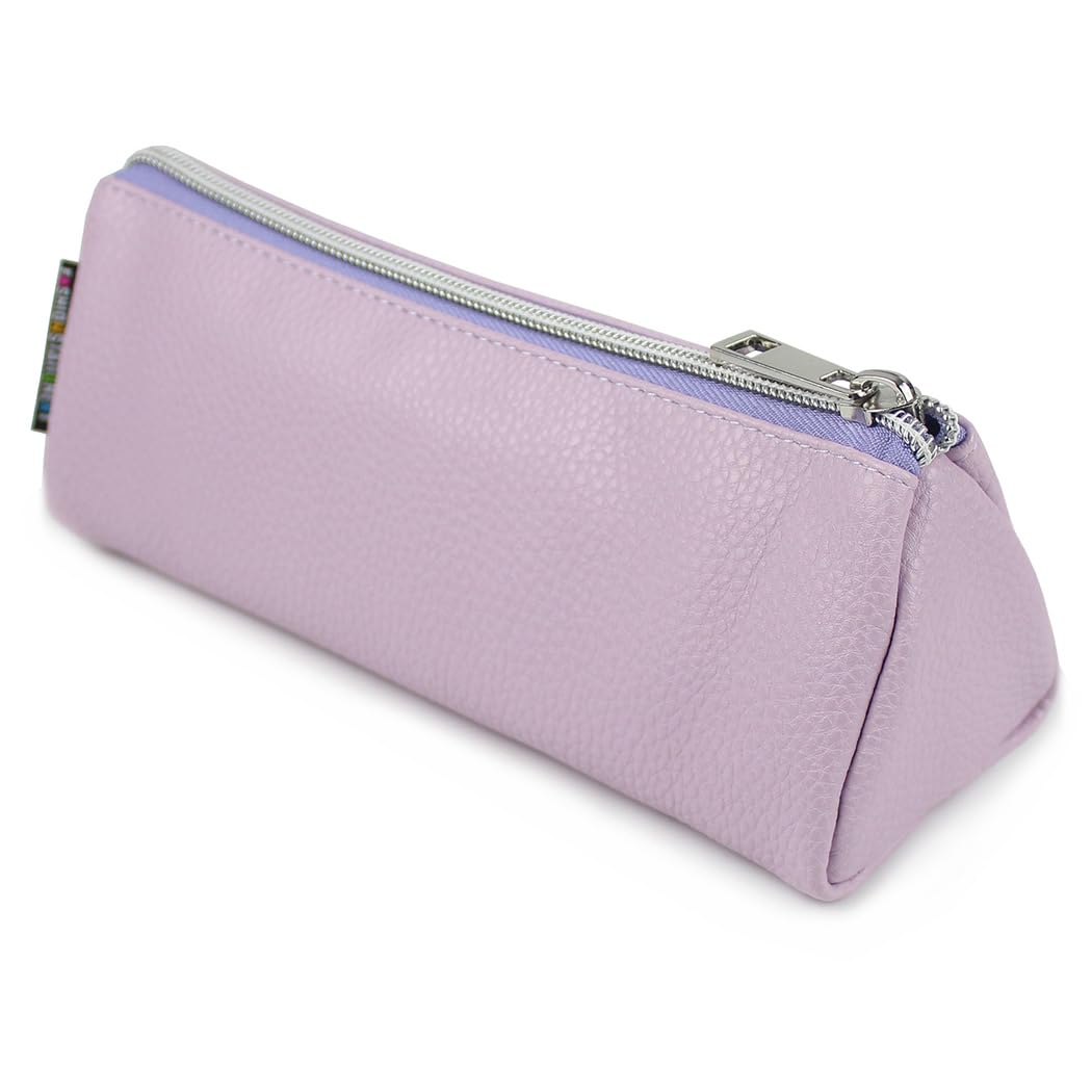 Fashion Stationery Small Pencil Case for Girls Women Thin MIni Slim Aesthetic Black Lilac Plain Pencil Cases for Teenagers Girl at Secondary School or Stocking Fillers at Christmas (Lilac)