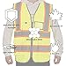SHORFUNE High Visibility Safety Vest with Pockets, Mic Tab, Reflective Strips and Zipper, ANSI/ISEA Standards,Yellow,XL