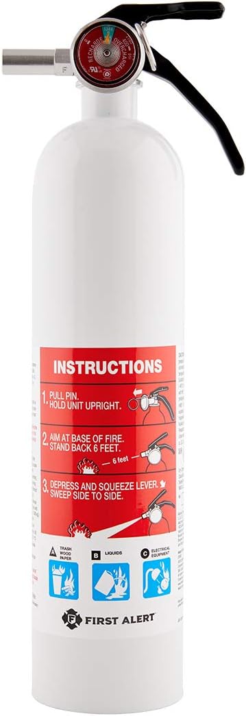 First Alert Fire Extinguisher | Recreation Vehicle and Marine Fire Extinguisher, White, Rechargeable, REC5 - - 