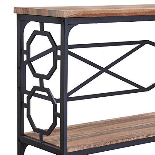 O&K Furniture Entryway Table with Storage Shelf, Rustic Narrow Sofa