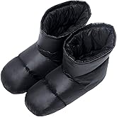 Tapasimme Down Booties Men Women Backpacking Down Slippers (Black, Large)