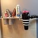 Lmeison Wall Mounted Hair Dryer, Bathroom Hair Care & Styling Tool Organizer Storage Basket, Aluminum Hanging Rack Organizer with 2 Cups for Flat Iron, Curling Wand, Hair Straighteners, Brushes