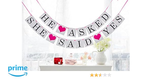 Gold Include He Asked She Said Yes Banner And Engaged Banner For Wedding And Engagement 2 Pieces Engagement Party Banner Home Kitchen Decorations Umoonproductions Com