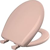 Bemis Classic Colors Slow Close Toilet Seat, Easy Clean Hinges and Durable Plastic Seat, Made in USA, Round, Venetian Pink