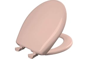 Bemis Classic Colors Slow Close Toilet Seat, Easy Clean Hinges and Durable Plastic Seat, Made in USA, Round, Venetian Pink