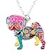 BONSNY Love Heart Enamel Zinc Alloy Metal Pug Dog Necklace Bulldog Animal pendant 18