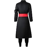 GWOKDAN Anime Kimono Cosplay Costume Black Robe Cloak Uniform Halloween Outfits With Earrings