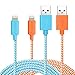 iPhone 6 Charger, 6Ft 2 Pack Long, F-color Nylon Braided Charger Lightning to USB Cord Apple Certified for iPhone 8 7 6S 6 Plus 5S 5C SE, iPad Air 2 3 Mini 2 3 4, iPad Pro iPod Touch 5 Orange Blue