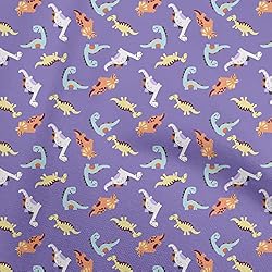 oneOone Velvet Violet Fabric Colorful Dinosaur