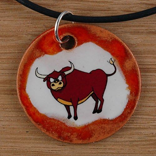 Orginal handicraft: angry bull; farm, farmer, animal, animals, jewellery, jewelry, handcrafted necklace, best gift, art, ceramic