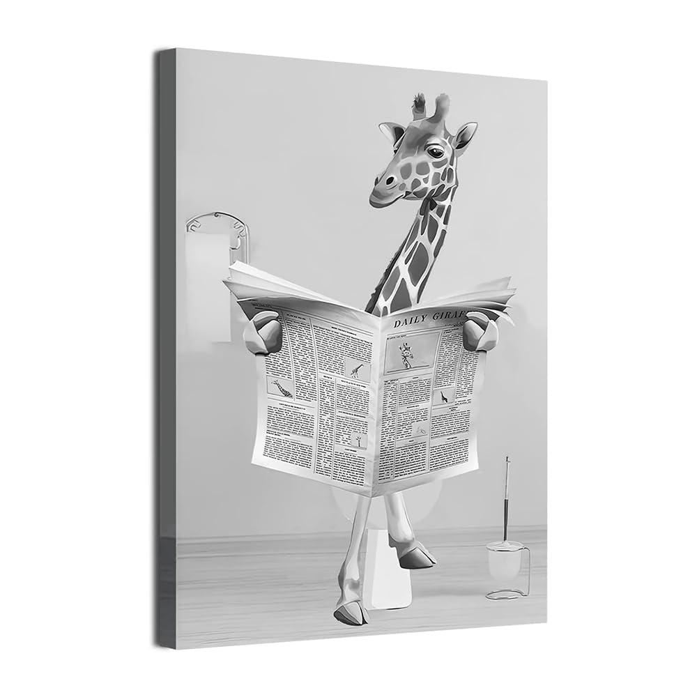 QPLGTU Bathroom Animal Decoration Pictures, Interesting Animal Poster Decoration Pictures, Bath Cow Poster Decoration Canvas Painting, Frameless (Style 2, 60x70cm*1)