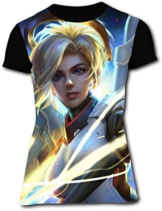 Overwatch_Mercy T-shirts for Women Short Sleeve Tee Shirt Round M
