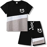 Klyatpxoen Boys Clothes 2 Piece Size 6-13Y Short Sleeve T-Shirt & Shorts Set Casual Kids Boys Spring Summer Outfits