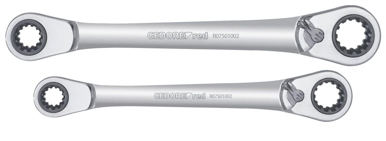 GEDORE R07501002 Red Reversible Ratchet Spanner Set Metric 2-Piece