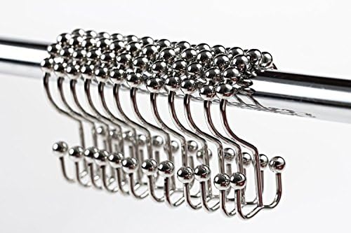 UMIRIO Double Glide Shower Curtain Hooks Stainless Steel Shower Rings Round Rollers For Shower Rod Set of 12 Pcs Chrome