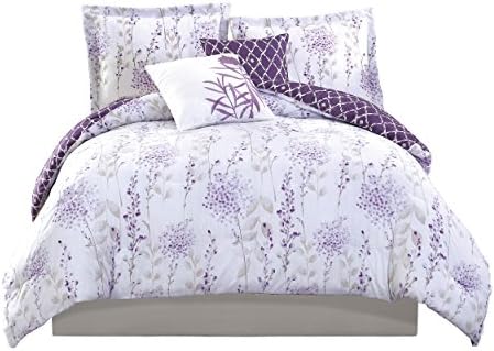 Boho Living – Comforter Set , Fresh Meadow Full/Queen Bedding , 5 Piece Set , Includes Reversible Comforter, 2 Decorative Pillows & 2 Pillow Shams , Polyester , Microfiber , Bedroom Décor , Lilac