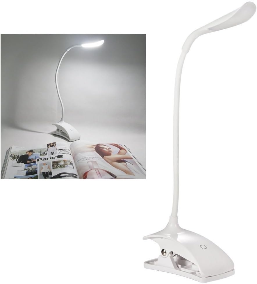 Clip on lamp, FineWish Cordless Desk Table Light, Rechargeable for Home and Work Use Portable and Convenient - White