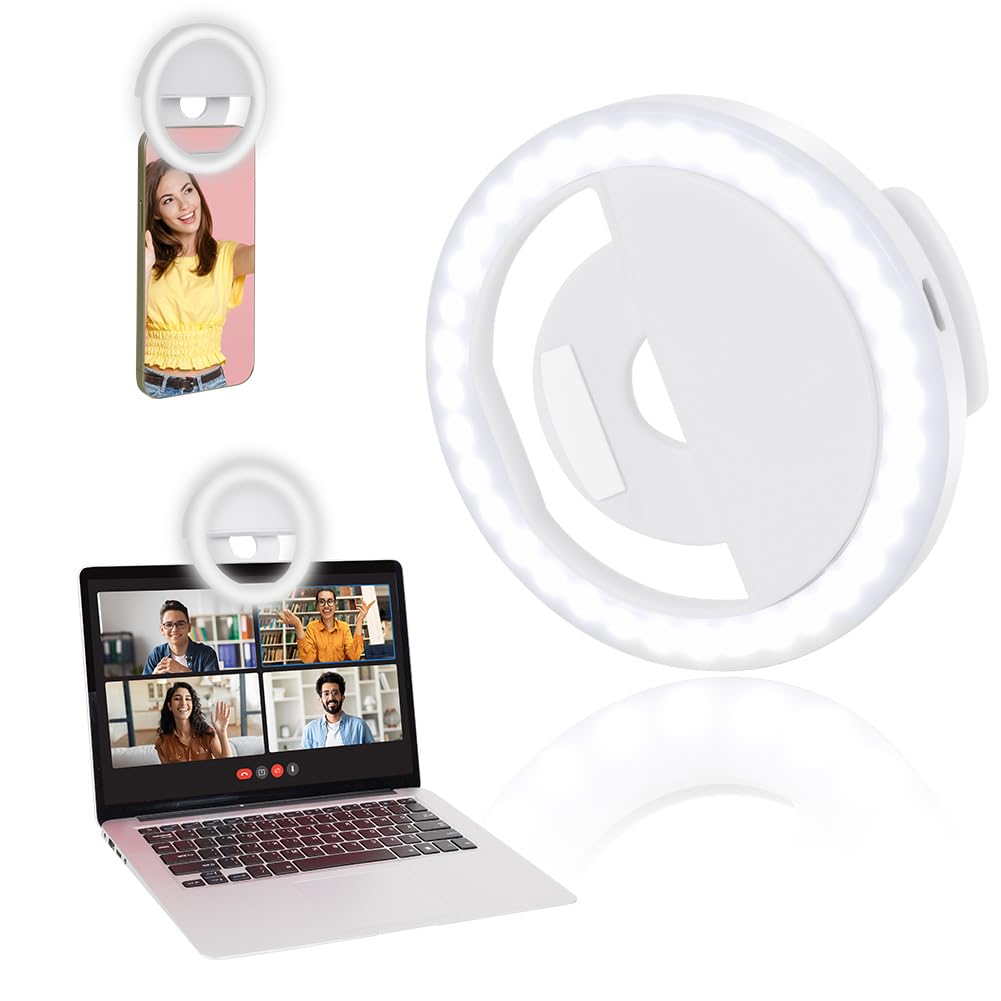 OSDUE Selfie Ring Light for Phone, Rechargeable Portable Clip-on Ring Light with 36 LEDs for Tablet Laptop Zoom Makeup Vlog and Video Conference