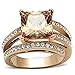 Marimor Jewelry Women's Stainless Steel Rose Gold Princess Cut Champagne Zirconia Cocktail Ring Size 8