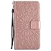 Galaxy J7 Pro Case, Ranyi [3D Sunflower Wallet] [ID&Card Slots] [Kickstand Feature] Magnetic PU Leather Flip Folio Wallet Case for Samsung Galaxy J7 Pro International Version (2017), Rose Gold
