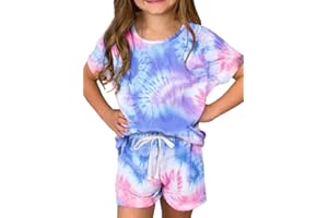 Dokotoo Girl's Summer Cute T-Shirt and Shorts Set with Side Pockets
