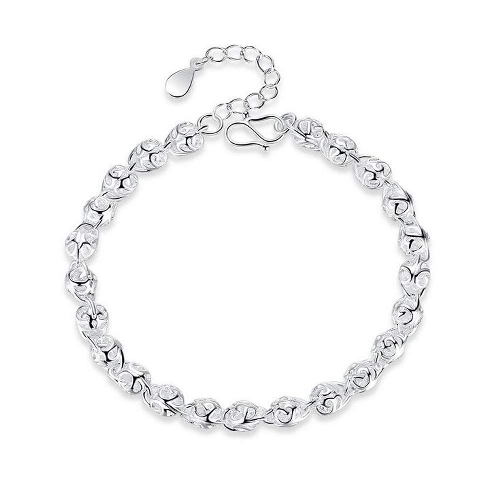 NANHONG Dainty Jewellery Hollow Bracelet in 925 Sterling Silver Hand Catenary with Gift Box